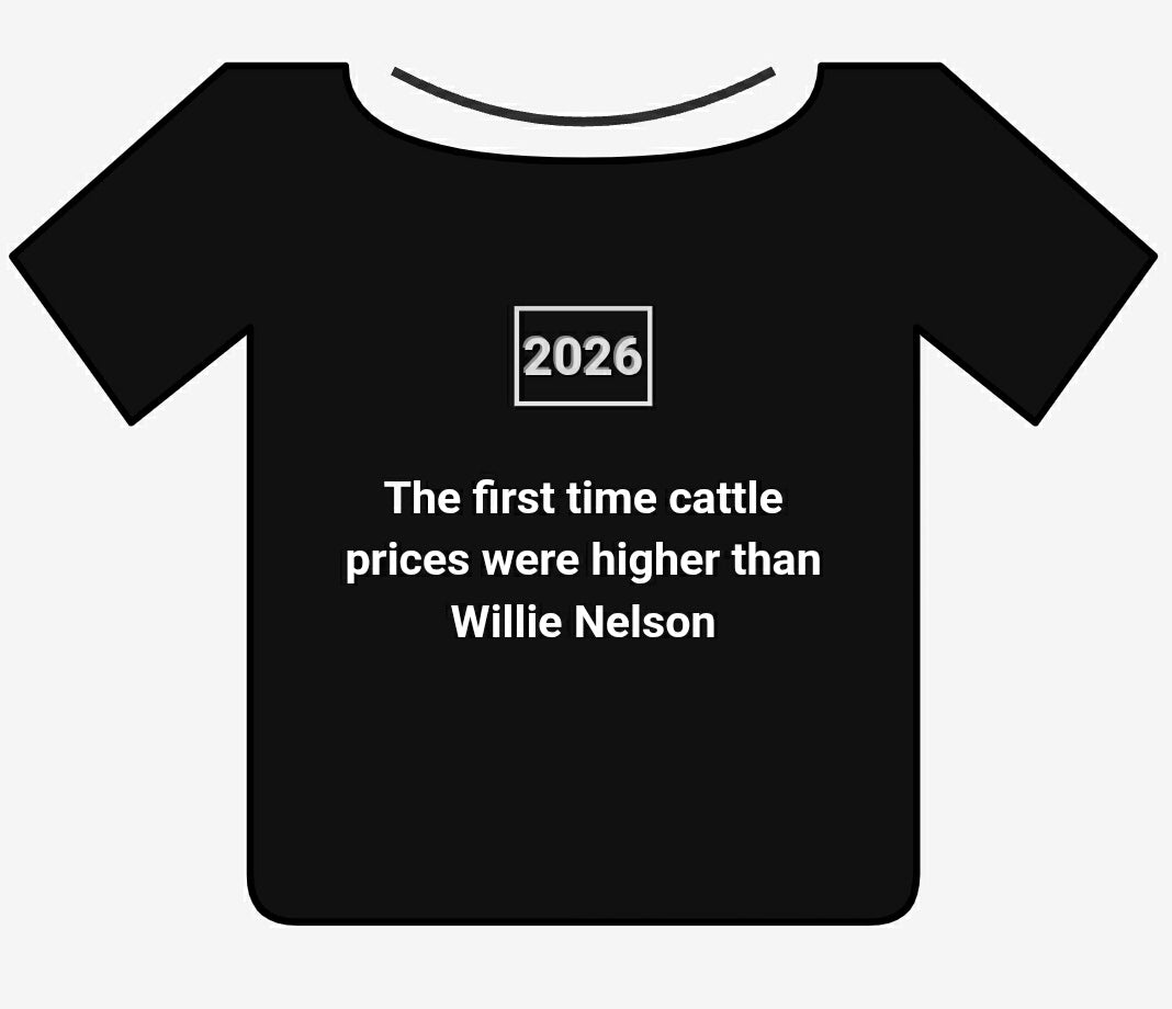 2026 - The first time cattle prices were higher than Willie Nelson.